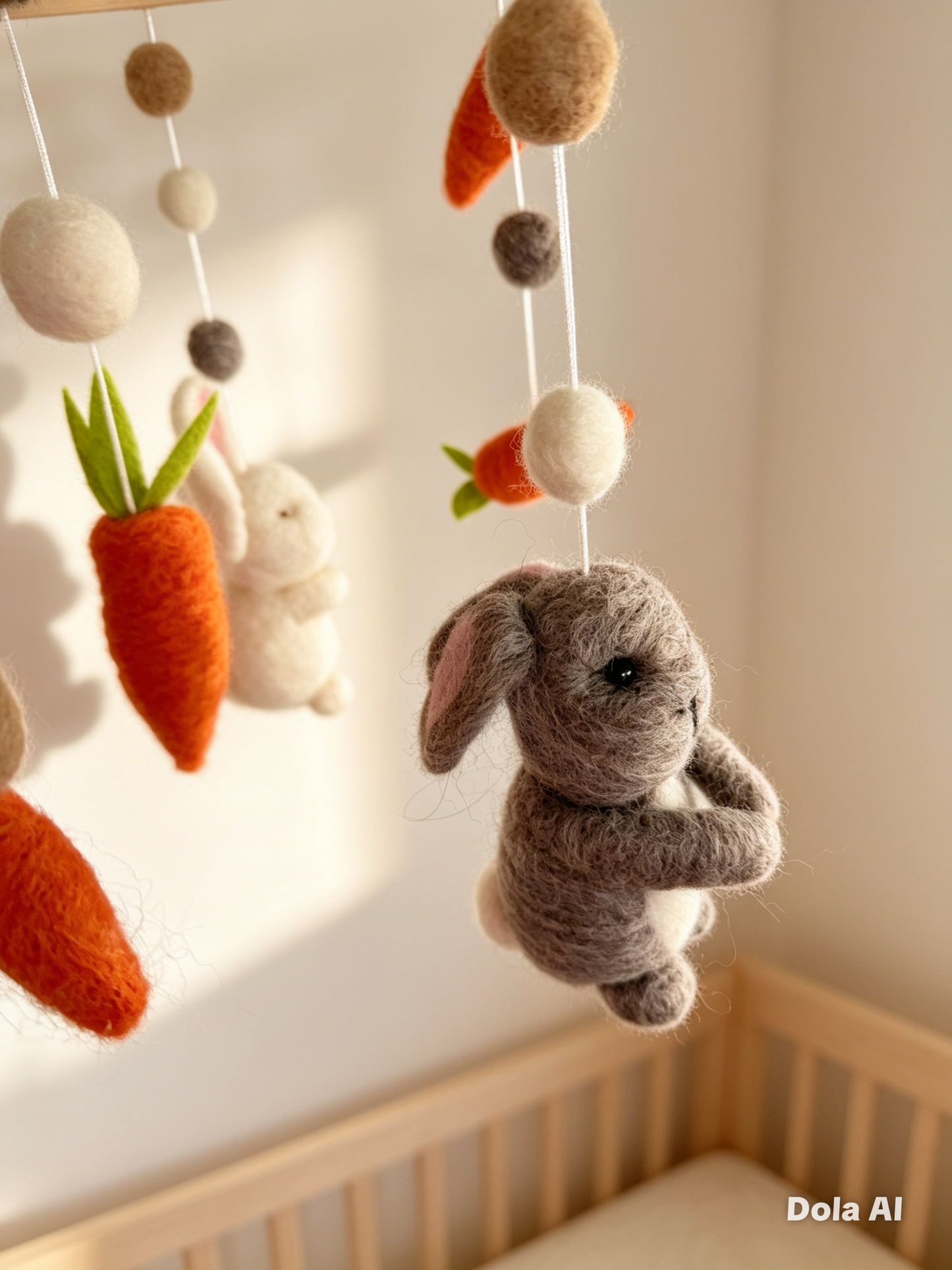 Carrot Patch Bunnies Needle Felt Mobile