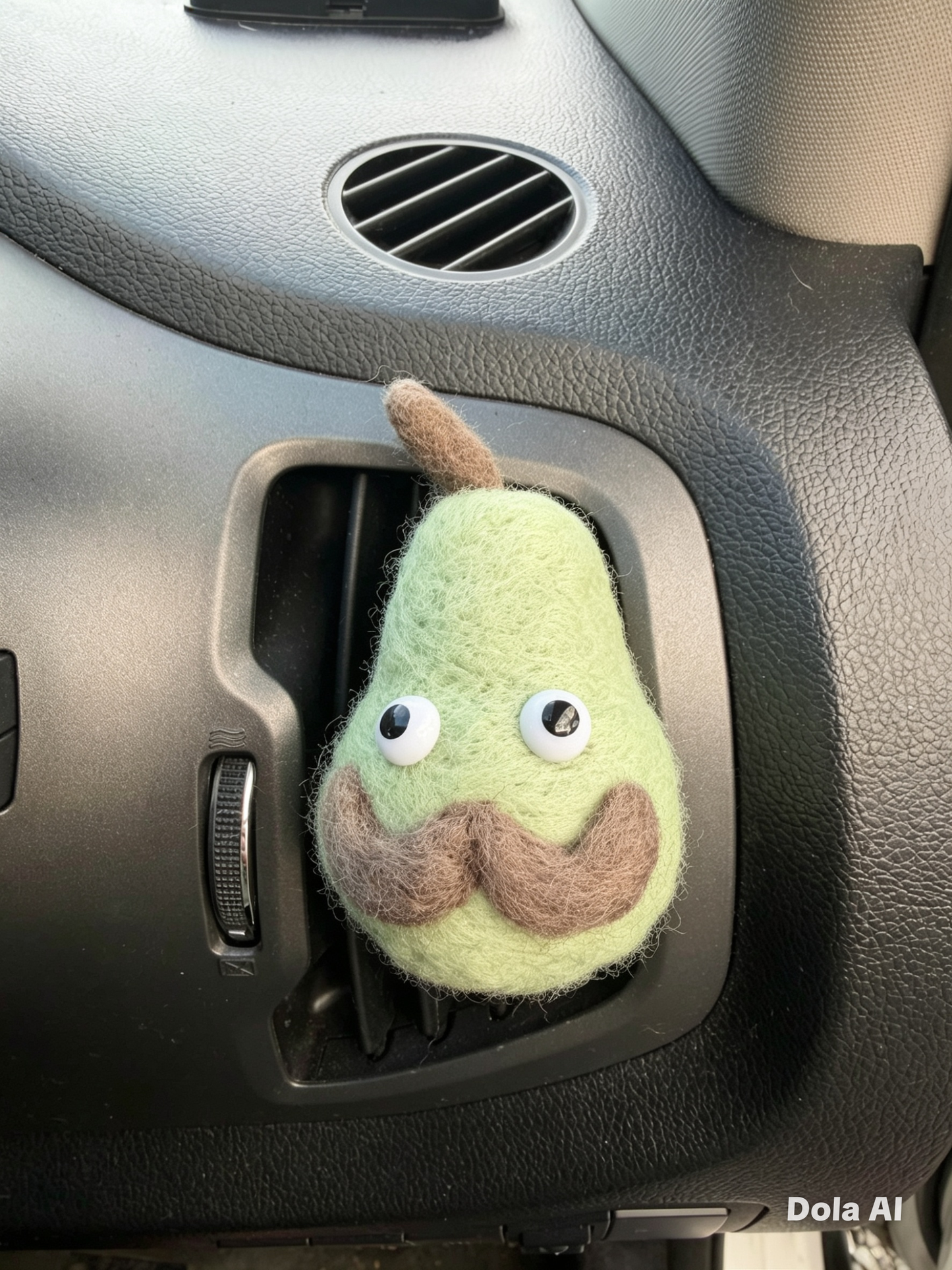 Sir Pear| Handmade Needle Felted Mustache Pear Car Freshener | Dapper Wooly Whiffs