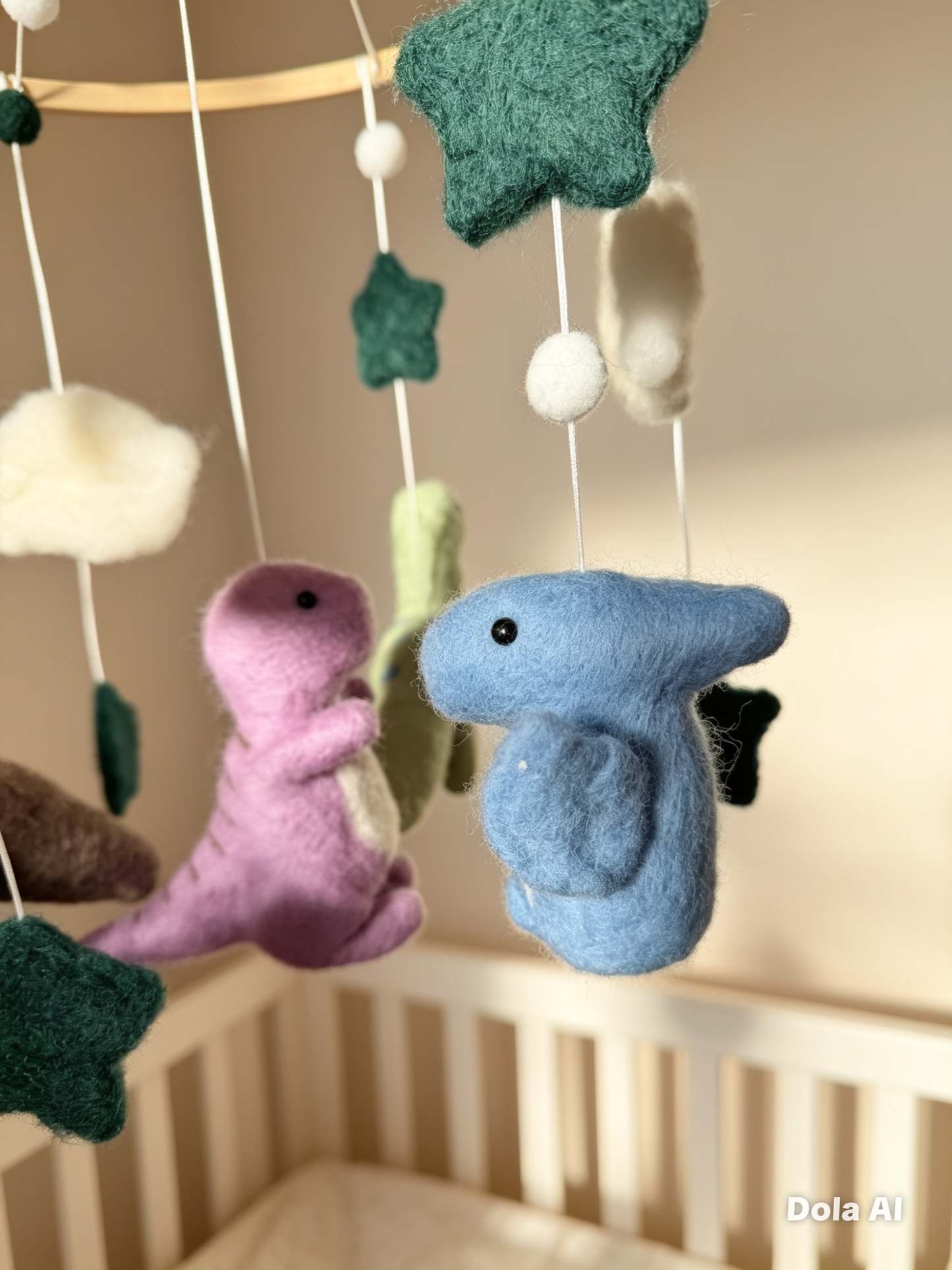 Dino Sky Needle Felt Mobile