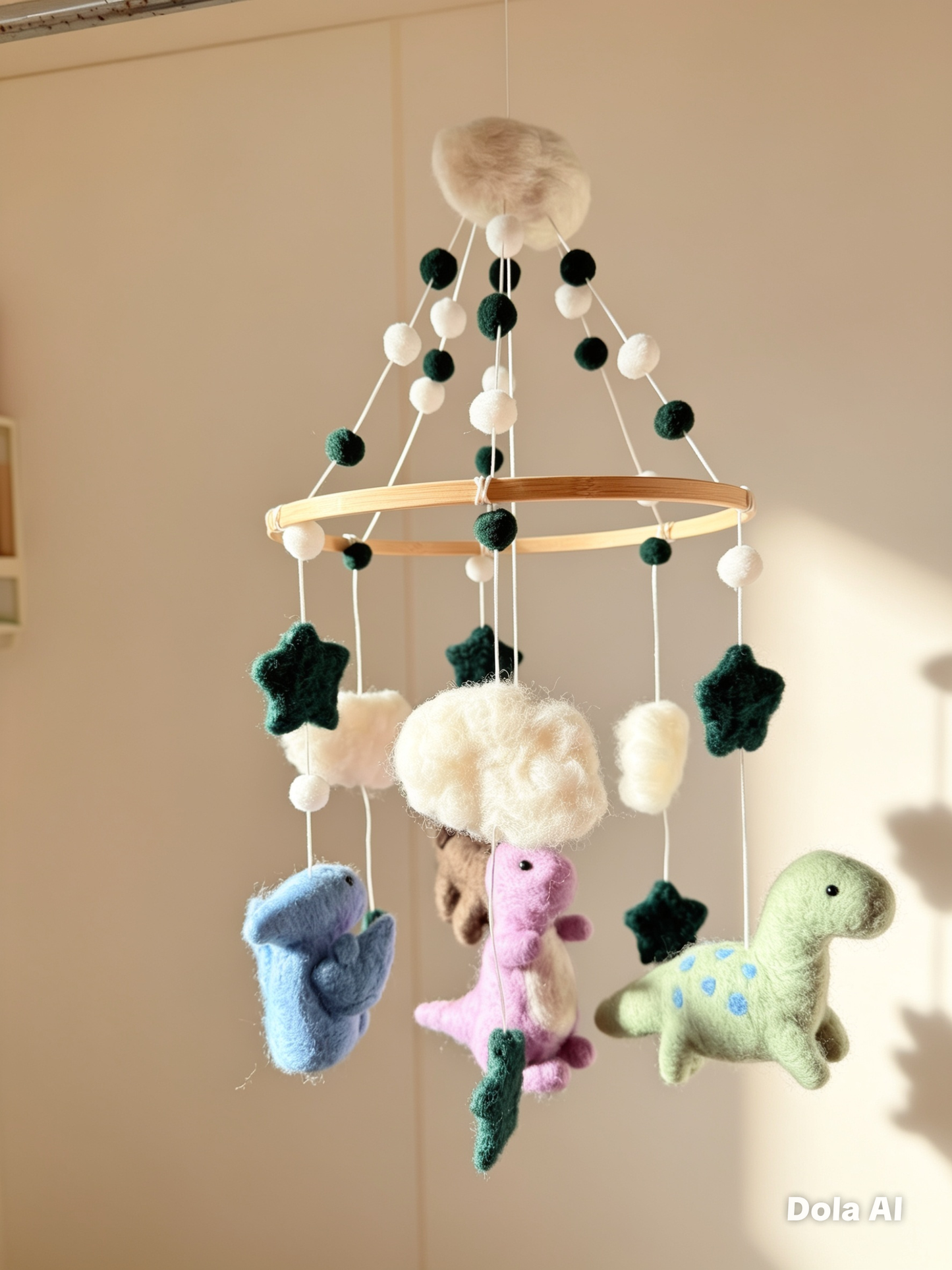 Dino Sky Needle Felt Mobile
