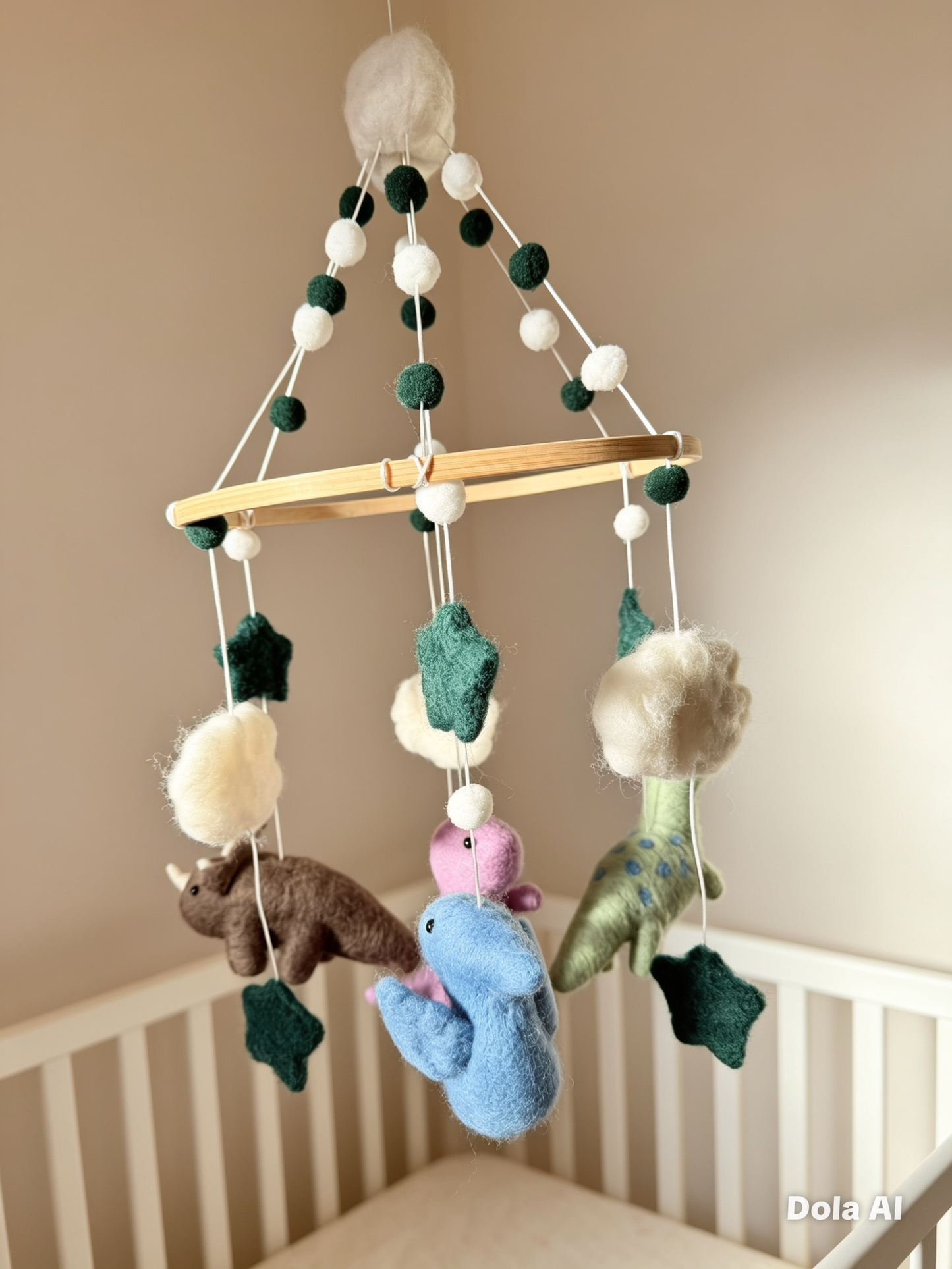 Dino Sky Needle Felt Mobile
