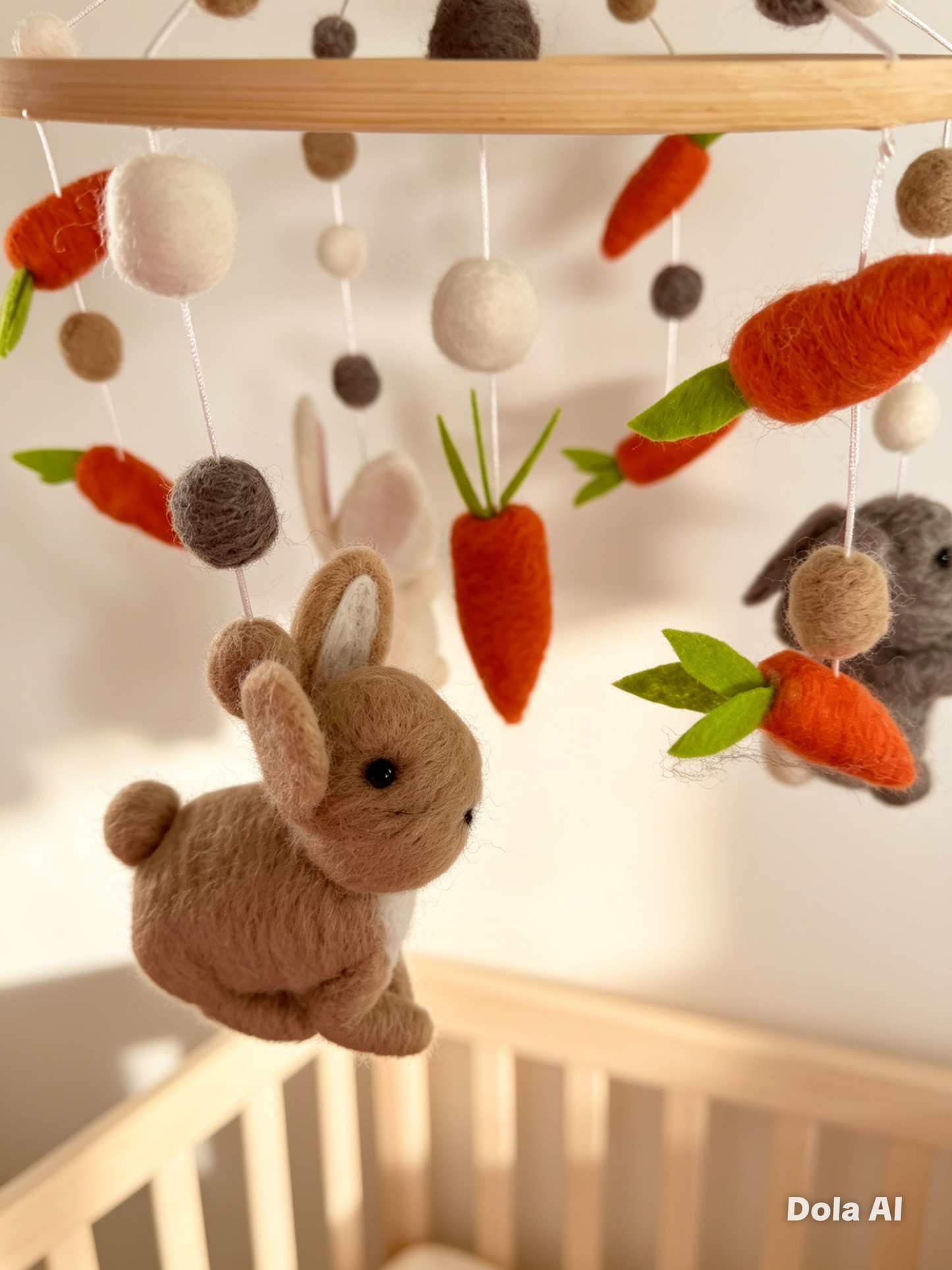 Carrot Patch Bunnies Needle Felt Mobile