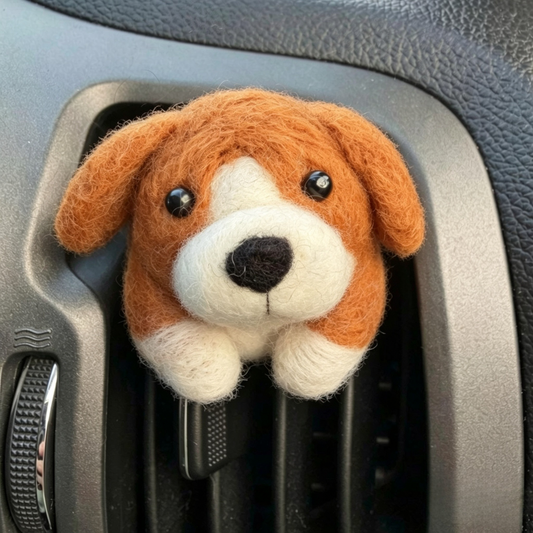 Benny the Beagle | Handmade Needle Felted Beagle Dog Car Freshener | Wooly Whiffs NZ