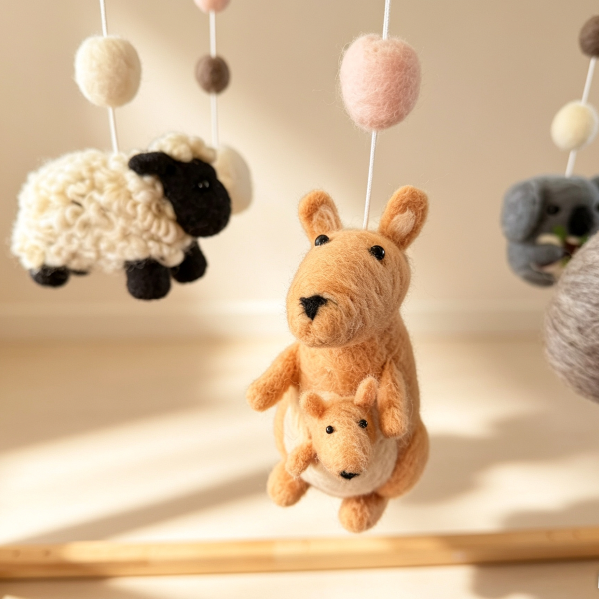 Kiwi Aussie Adventures Needle Felted Mobile