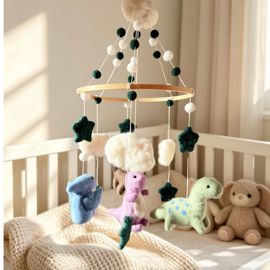 Dino Sky Needle Felt Mobile