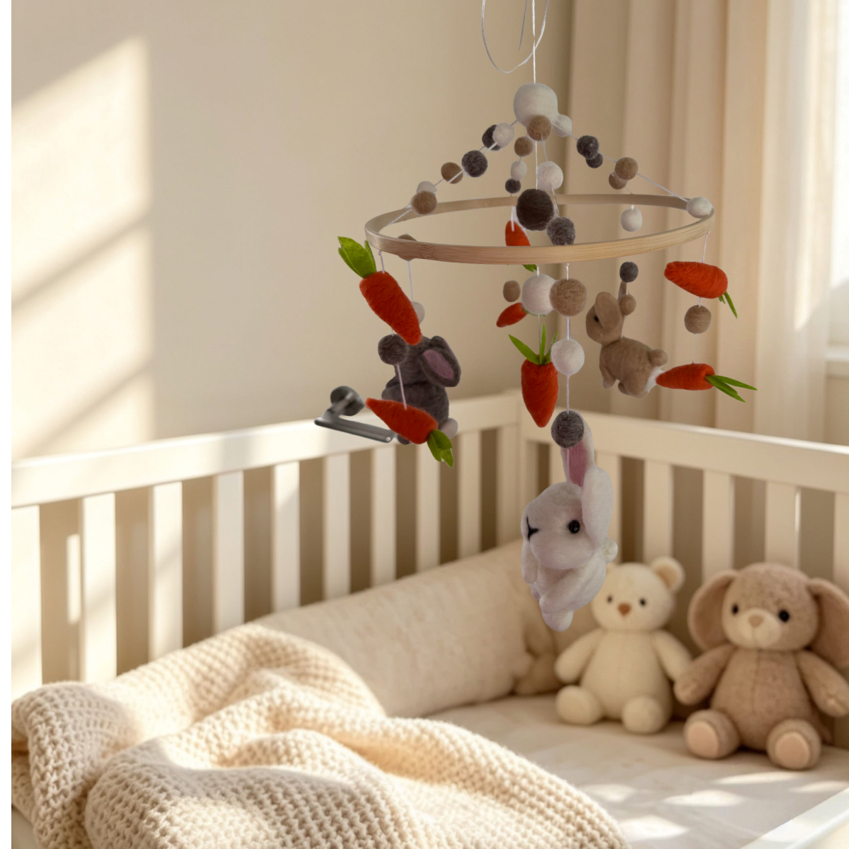 Carrot Patch Bunnies Needle Felt Mobile