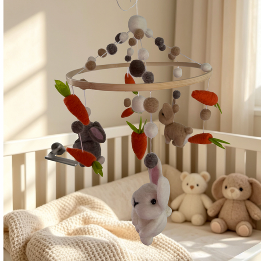 Carrot Patch Bunnies Needle Felt Mobile