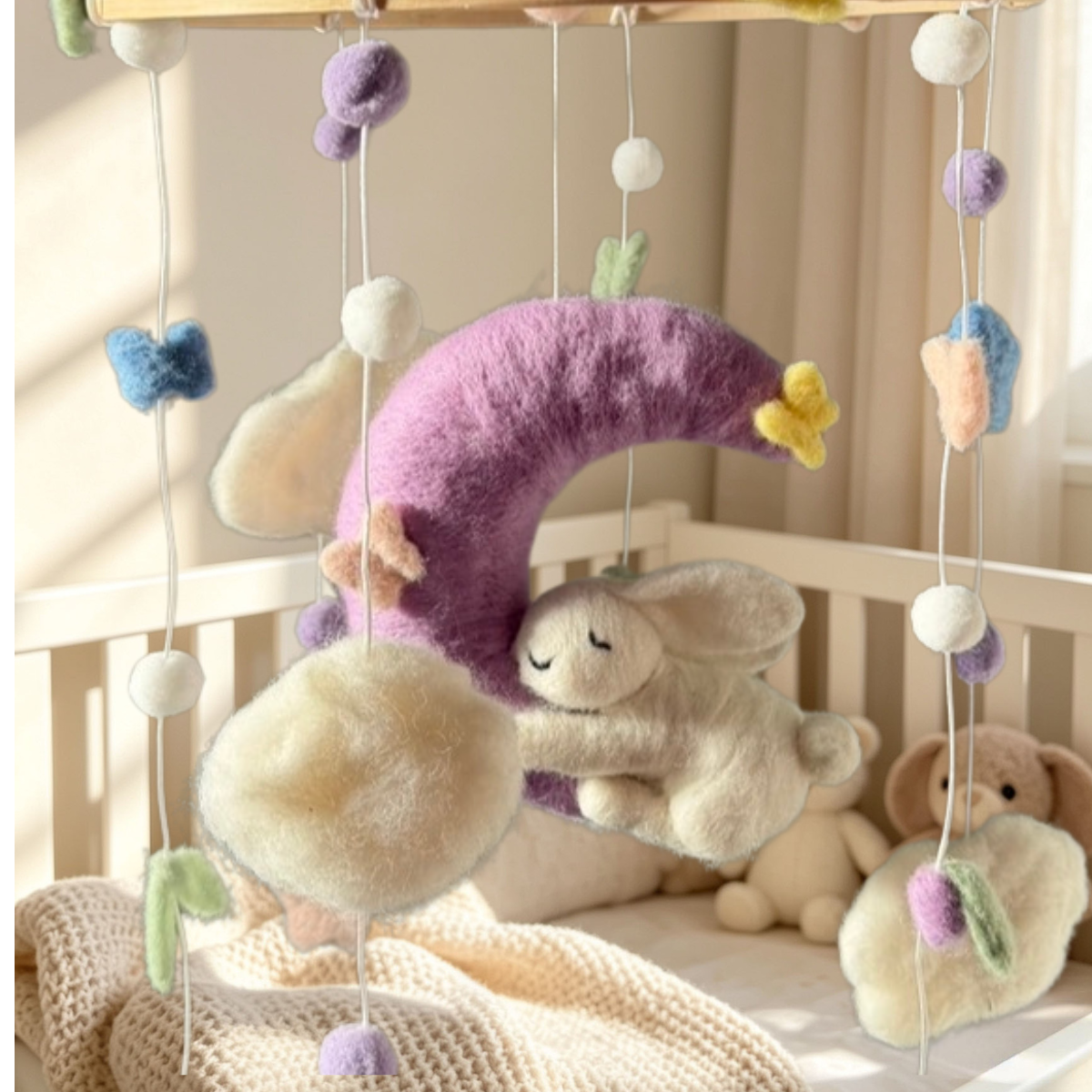 Moonlight Bunny Needle Felted Mobile